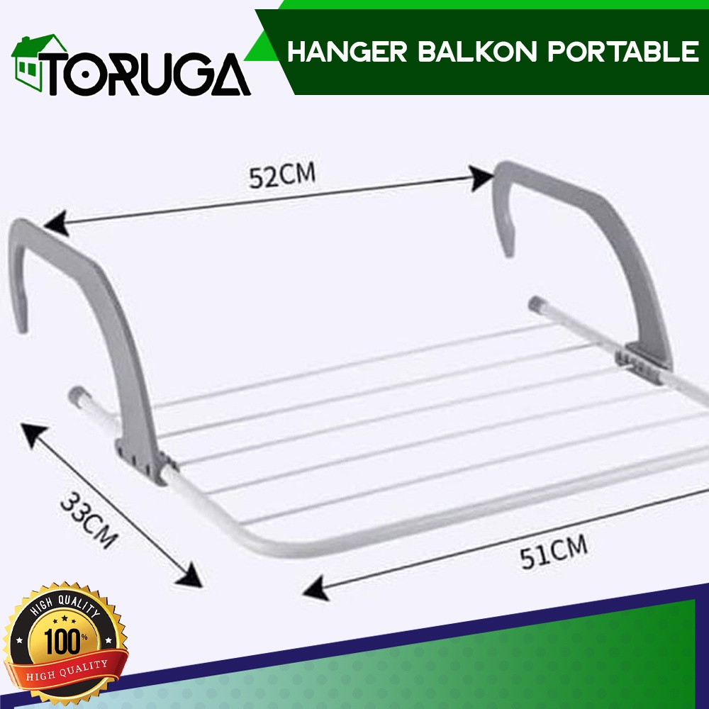 Hanger Balkon Lipat Gantungan Jemuran Apartemen Portable Foldable Praktis Serbaguna