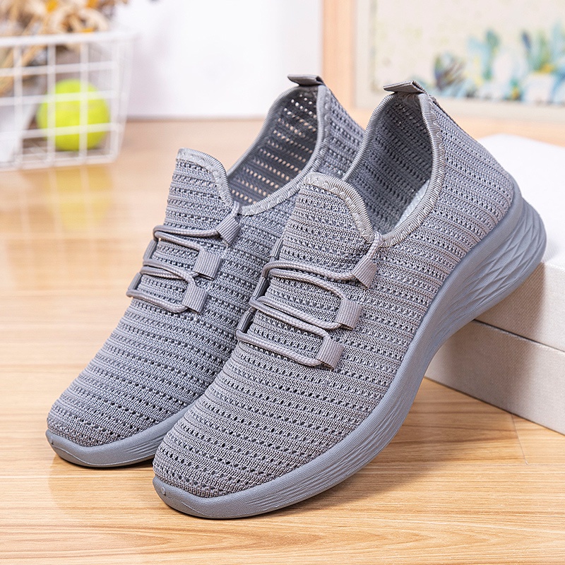 2022 baru sepatu impor wanita  rajut  premium bernapas olahraga bebas biaya kirim  Batavia Shoes Fashion Sneaker  Pink Hitam Grey Onlinemall kanvas P1/P2/P11-P13 GRAY
