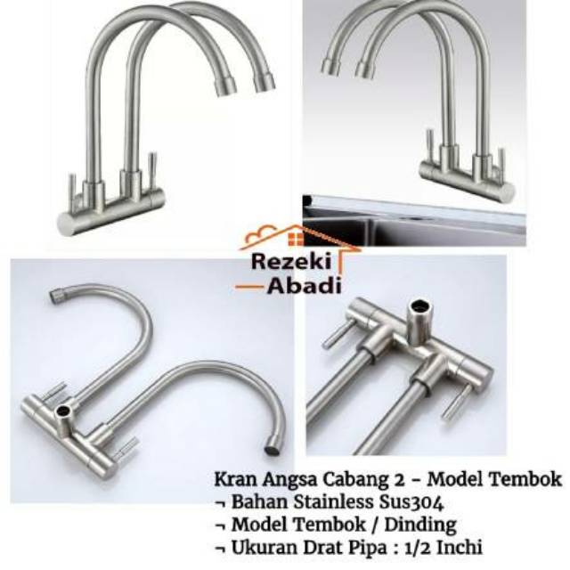 Kran Sink Double Kran Angsa Tembok Kran Cuci Piring Shopee Indonesia