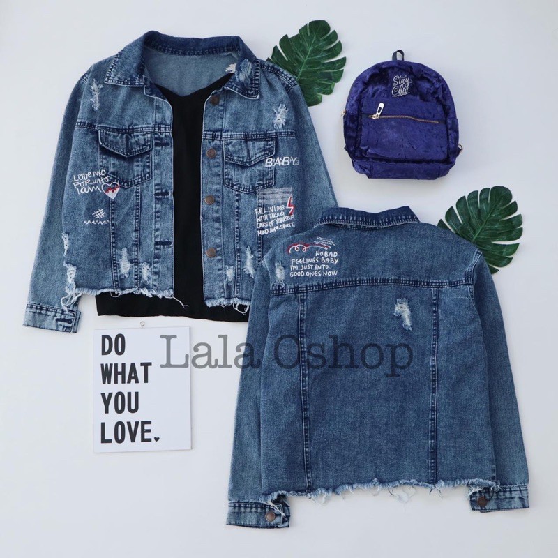 Jacket Jeans Qoutes Oversize