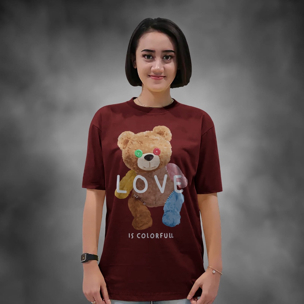 Kaos Wanita Lengan Pendek Bear Warna Kuning Atasan