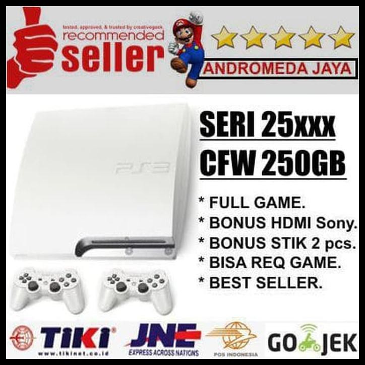 SONY PS3 PS 3 Playstation3 Slim 250 GB CFW Seri 25XX PUTIH + FULL GAME KOMPLIT