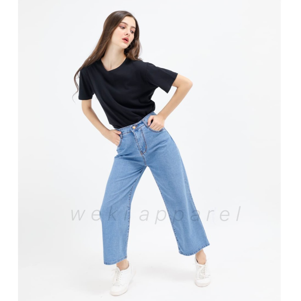 Weki _ Highwaist Kulot Jeans Medium Blue