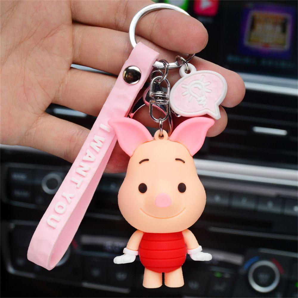 R-flower Anime Gantungan Kunci Model Hadiah Kartun Mobil Gantungan Kunci Liontin Aksesoris Perhiasan Stitch Figure Keyring