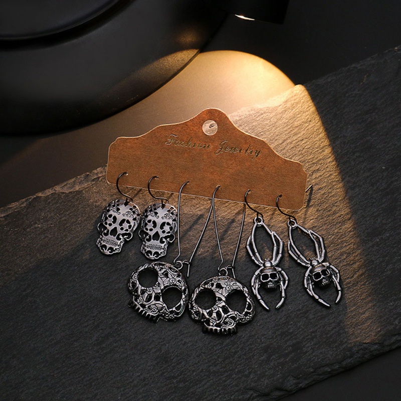 3 Pasang / Set Anting Stud Juntai Tema Halloween Gaya Vintage Untuk Wanita