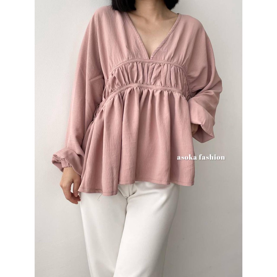 ASOKA  Anna Top 2126 - Blouse Wanita - Blouse Crinkle - Bumil Friendly