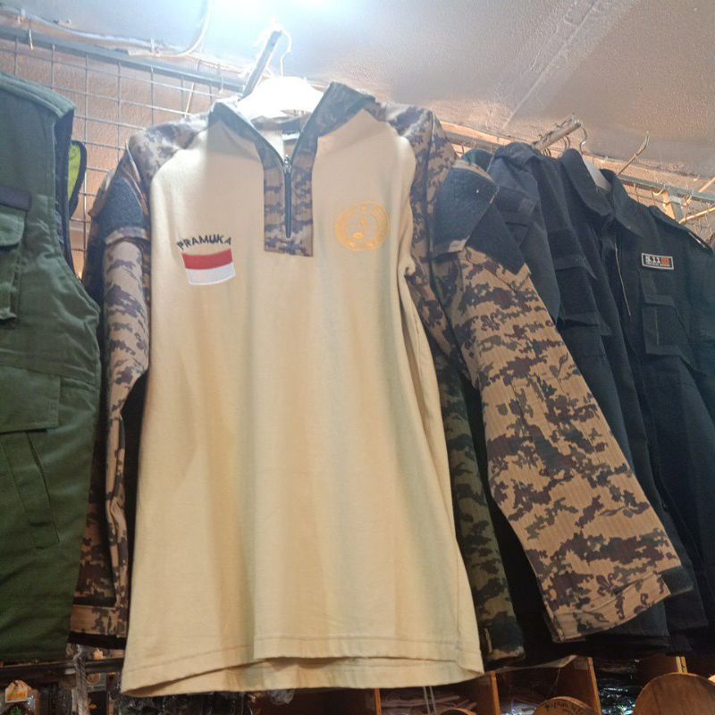 kaos lapangan loreng Pramuka nasional size standar + jumbo