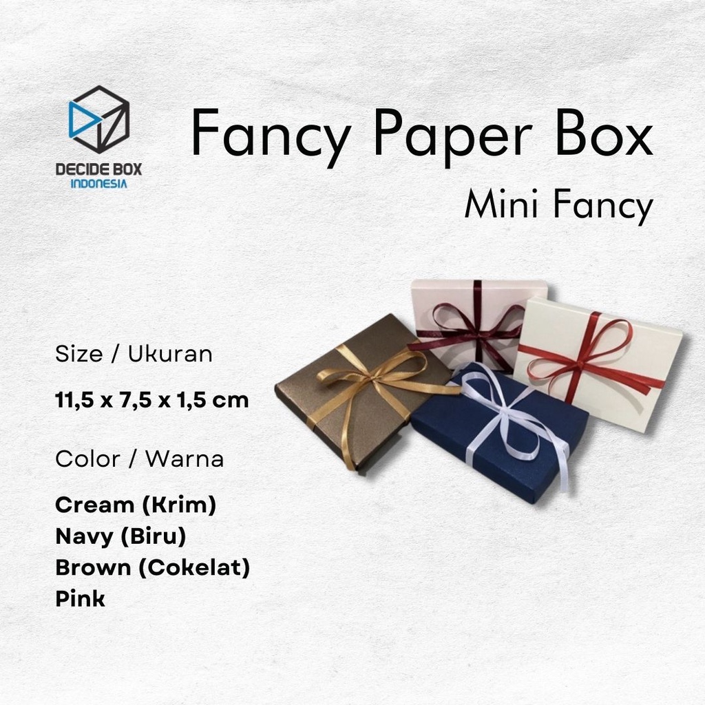 

Decide Box Indonesia - Kotak Kado, Kotak Kampers, Box Kecil Untuk Kado Anting, Kado Gelang, Kado Cincin / Fancy Paper Box.