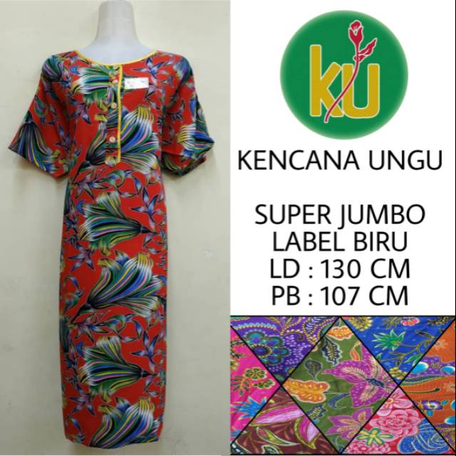 Daster jumbo kencana ungu label biru