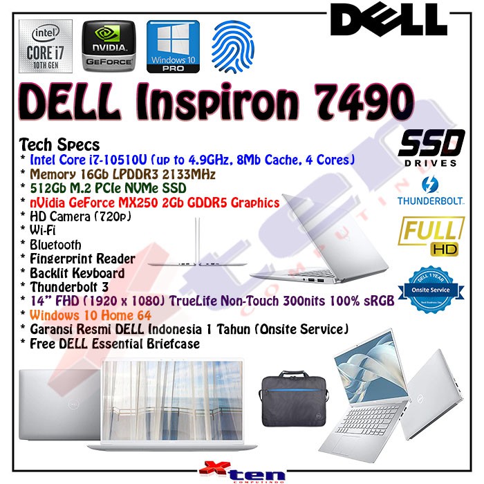 Dell Inspiron 7490 Core I7 u 16gb 512gb Geforce Mx250 2gb 14 Full Hd Win 10 Pro Shopee Indonesia