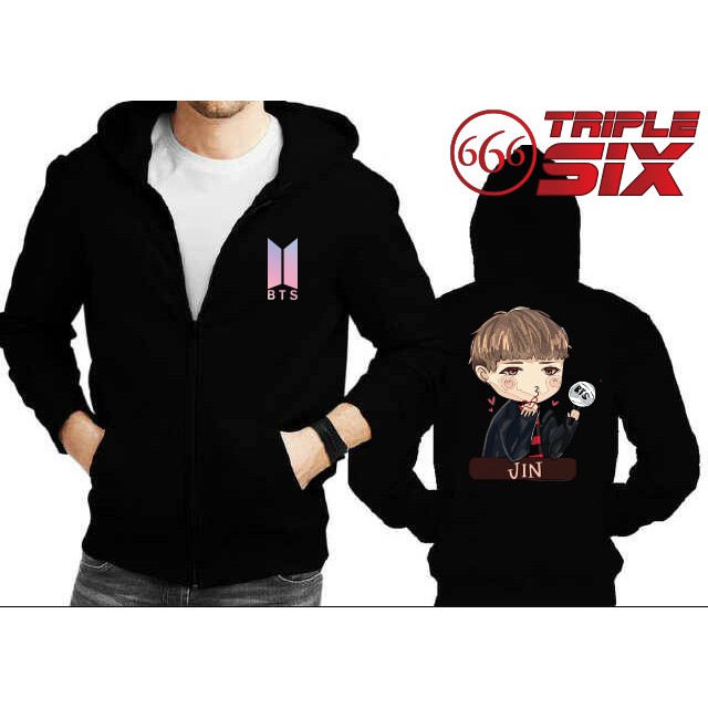 Jaket Hoodie Zipper BTS Jin Chibi