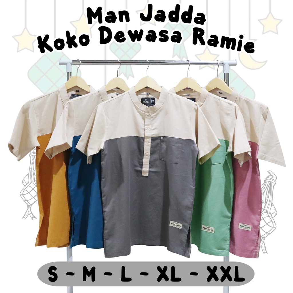 baju koko DEWASA katun ramie  - kemko DEWASA / atasan kurta - koko KEMKO gamis pakaian muslim baju jumatan baju lebaran koko couple