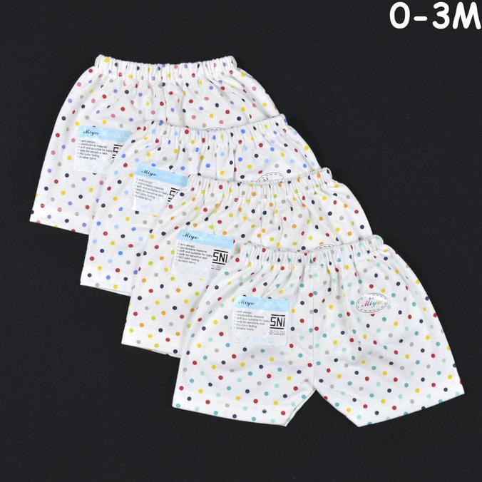 Miyo 4 Pcs Celana Pendek Bayi/Baby Polkadot (0-3M) Happy Bunda