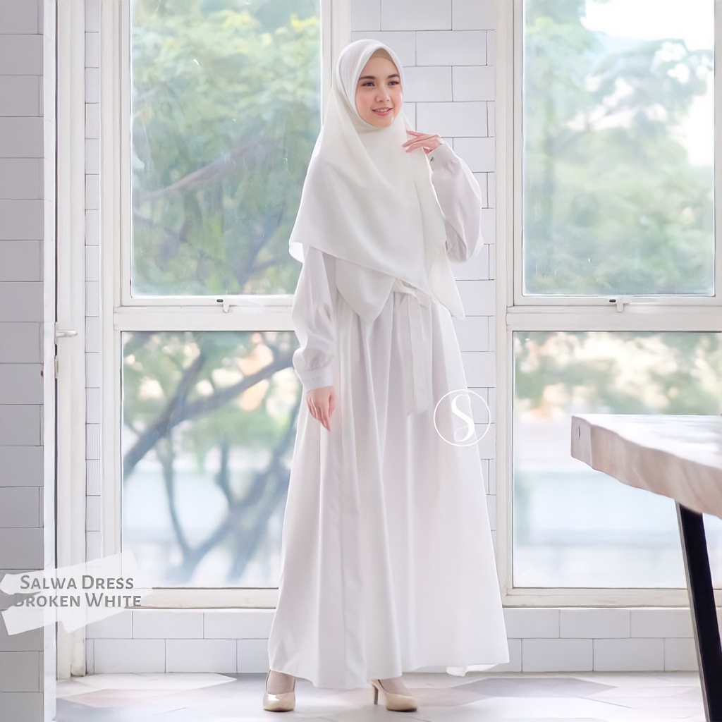 Gamis Katun Dress Polos Toyobo Fodu Madinah Premium Putih Jumbo Cocok Untuk Seragam