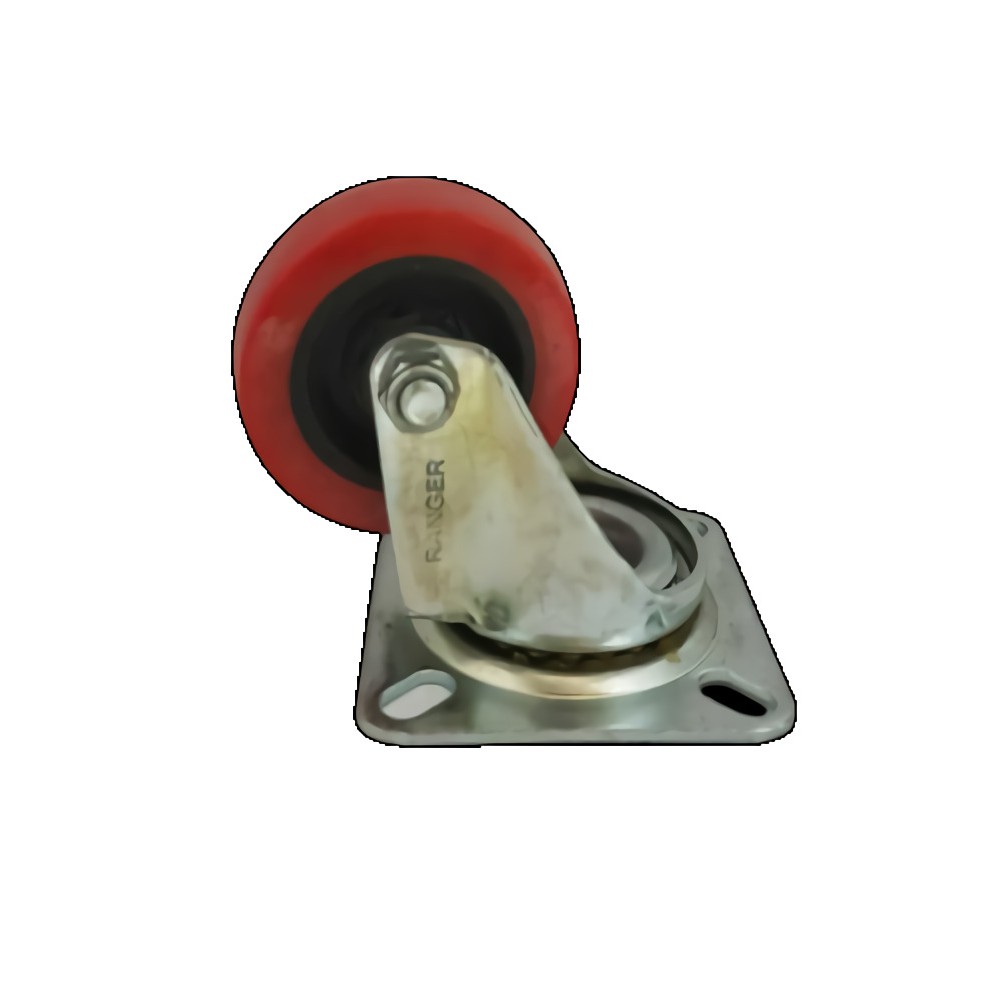 Roda Caster Troli / Trolley PU Merah 2 Inch Hidup ( Putar ) Ranger Germany