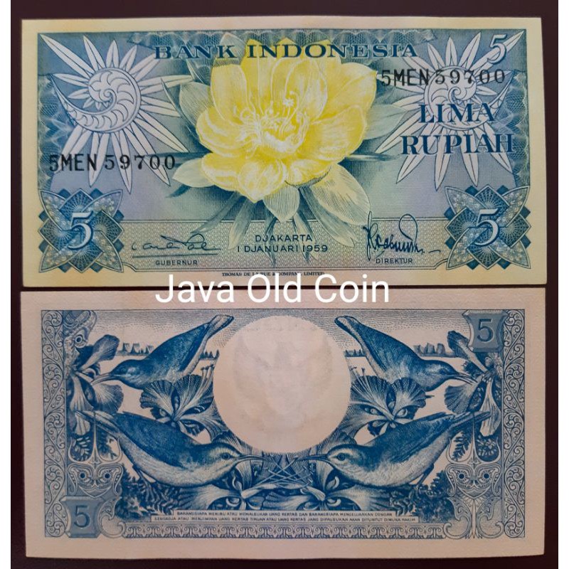 uang kuno 5 rp tahun 1959 masih baru