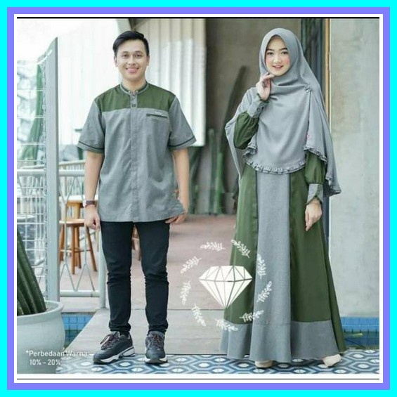 Batik Couple Terbaru 2022 Sarimbit Gamis Syari Couple Kebaya Modern Maura Couple Sania Ruffle Batik 
