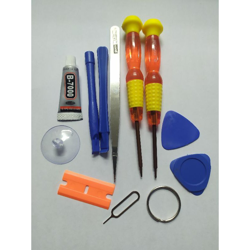 Obeng Set Reparasi HP 10 IN 1 + Lem T7000 15 / B7000 15 ML /3 Ml Bisa Buat Semua Handphon