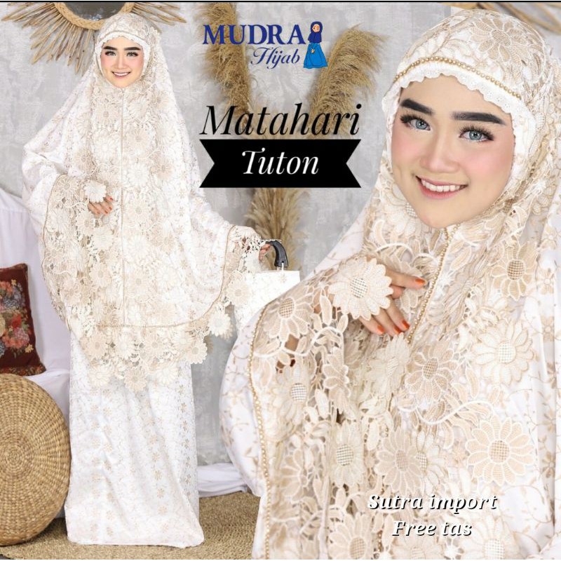 MUKENA MATAHARI TUTON ORI BY MUDRA - RUKUH DEWASA TERBARU - MUKENA BAHAN SUTRA IMPORT