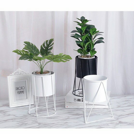 TBI Standing Pot Vase Pot Rak Bunga Hitam Putih Berdiri Flower Stand Pot