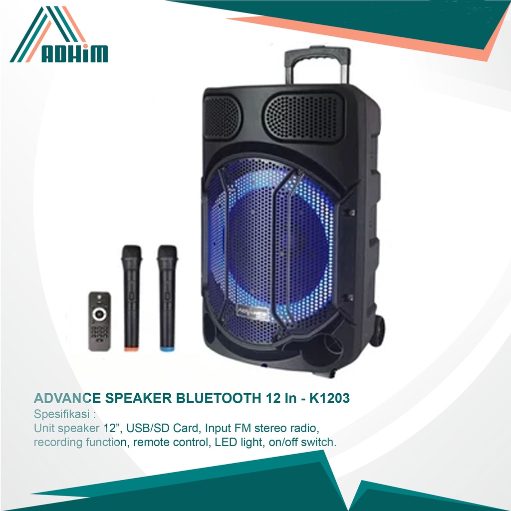 ADVANCE SPEAKER BLUETOOTH PORTABLE 12 IN - K1203