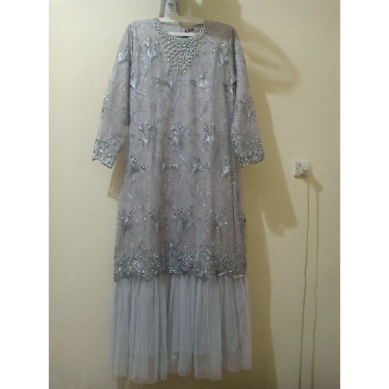 Gamis Tile Bordir Kerah Mutiara