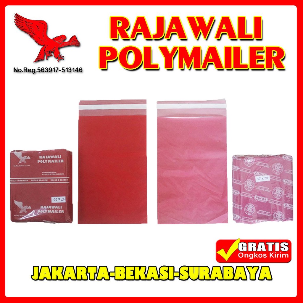 Plastik Polymailer 16x20/17x30/20x30cm isi 50pcs Kantong Plastik Lem Plastik Packing Online Shop RAJAWALI