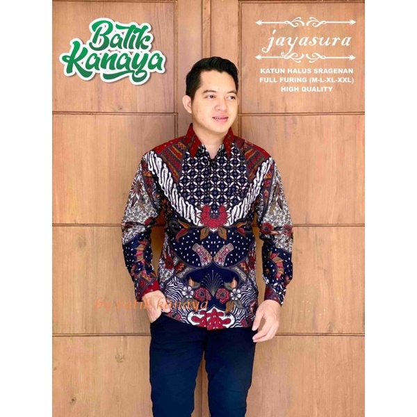 JAYASURA Baju Batik Maskuy Pria Cowok Lengan Panjang Kasual Modern Premium kemeja batik pria