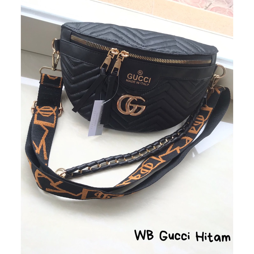 11.11 SALE : Tas Pinggang WAIST BAG Terbaru GG Bordir Zigzag