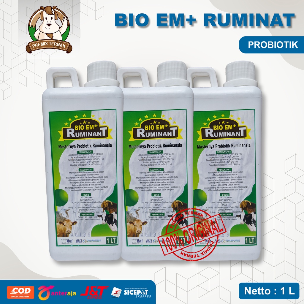 Probiotik Cair Peternakan 1LT/TON Pakan Sapi Domba Kambing Untuk Fermentasi Pakan I BIO EM PLUS 1 liter