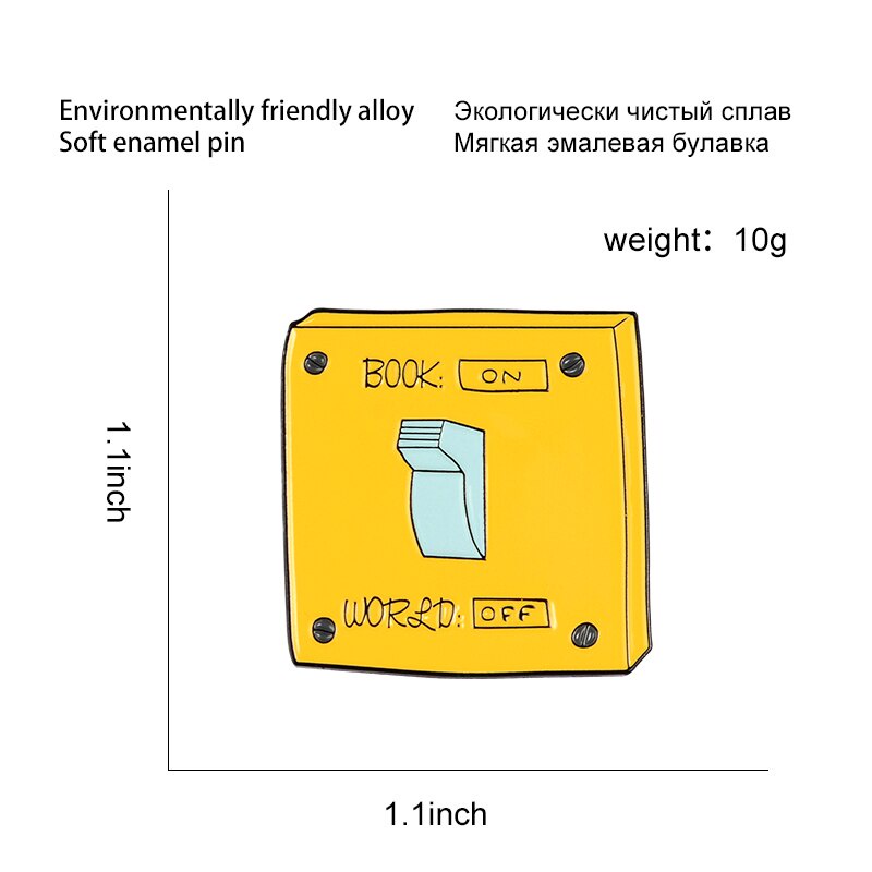 Power Bros Pin Enamel Desain Buku Switch Turn on / Off Untuk Hadiah Teman
