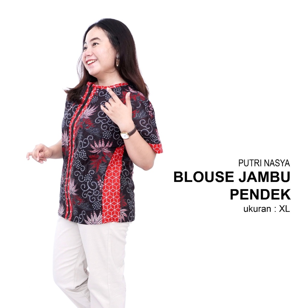 Blouse Big Size Wanita Atasan Batik Jumbo Kantor S-M-L-XL-XXL-3L-4L-5L Blus Formal Jumbo Kerja Batik