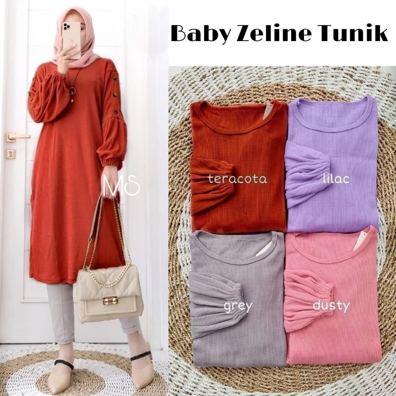 TUNIK BABY ZELINE, BABYTERRY, GAMIS, HIJAB, MUSLIM, SETELAN