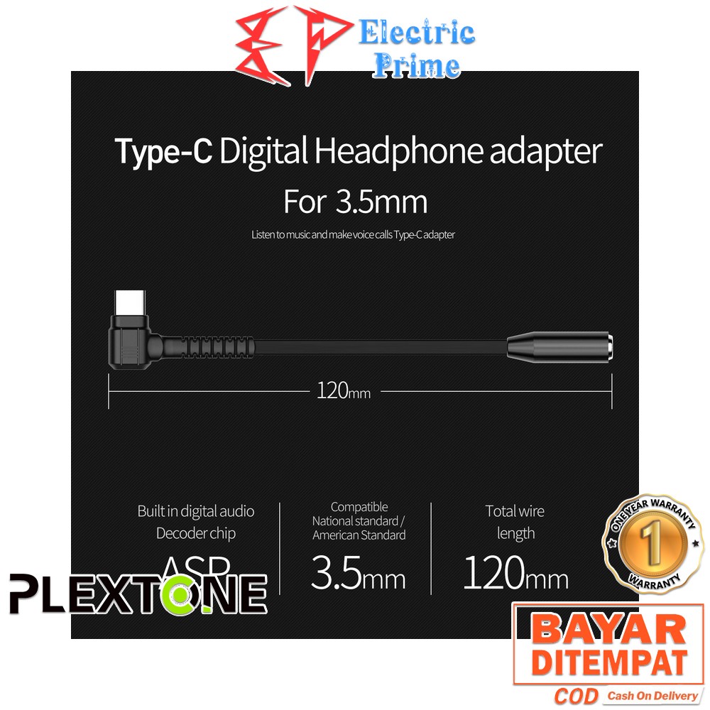 Plextone USB Type-C to 3.5mm Headphone Jack Aux Earphone Adapter Cable Apple Headset Audio Converter