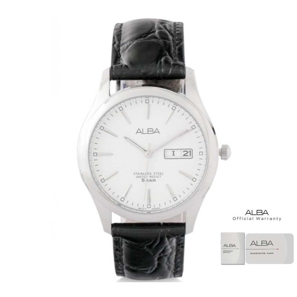 Alba Pria AXND63 Jam Tangan Pria Alba Original AXND63X1 Quartz Leather Strap