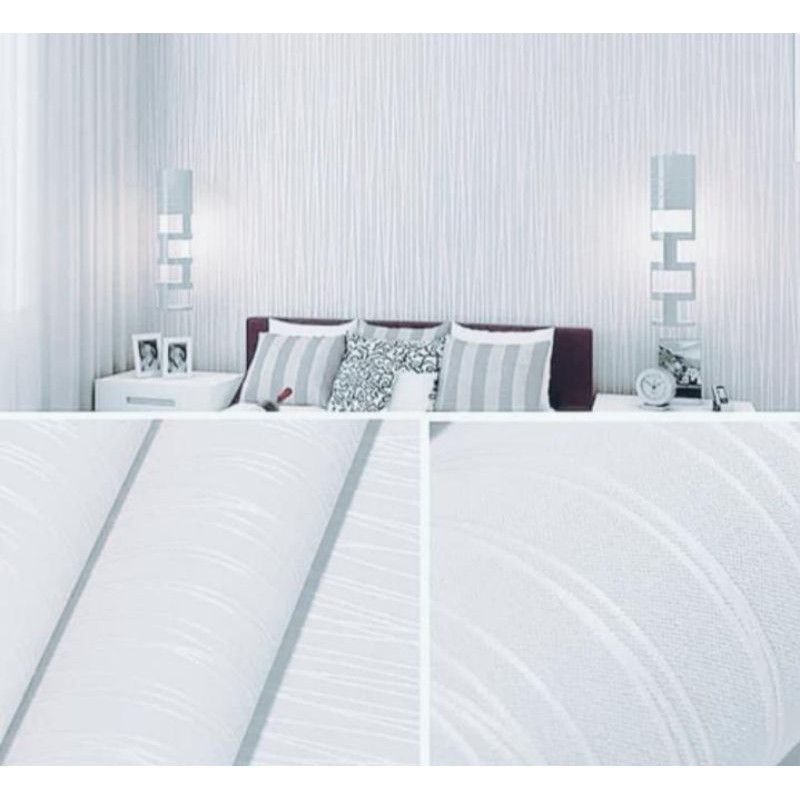 wallpaper sticker motif putih polos bahan PVC anti air full lem