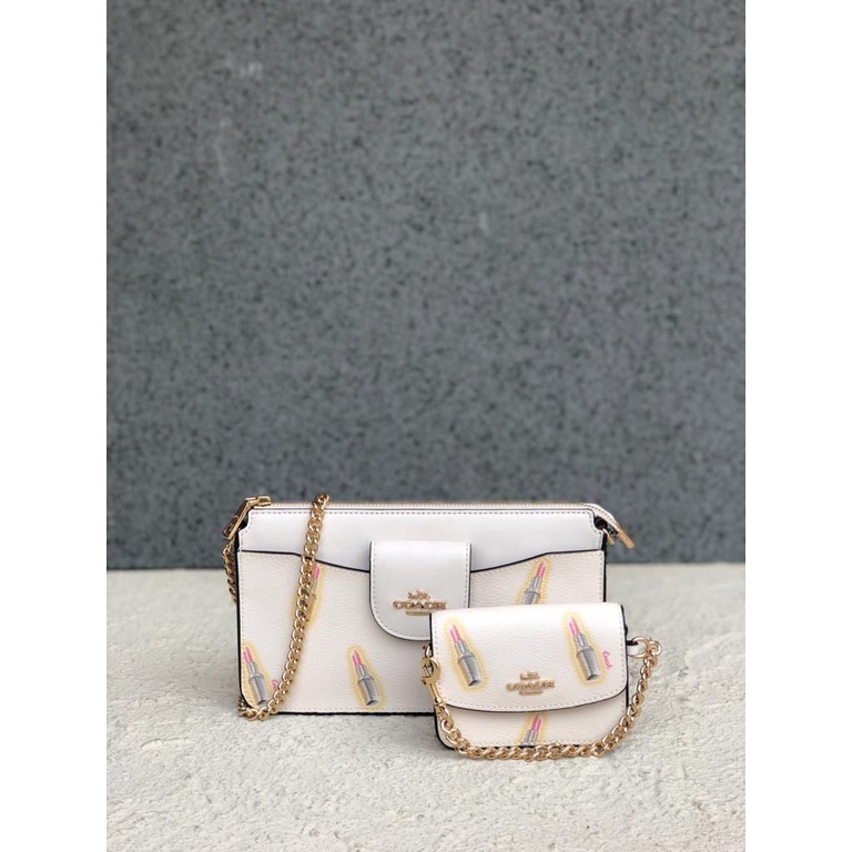 Tas Coach Poppy Crossbody Lipstick Chalk Multi New Original