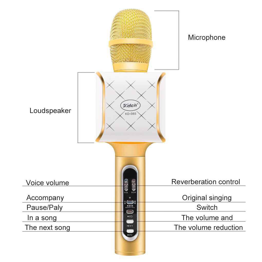 Mic Karaoke KD-08S / Microphone  Bluetooth Kdch-08s / Microphone Portable bisa Turn off suara Vocal
