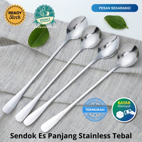 [BISA COD] PROMO Sendok Es Panjang Stainless Tebal Sendok Dessert Sendok Bulat Sendok Oval Sendok Panjang Sendok Korea Sendok Hotel Kekinian Murah