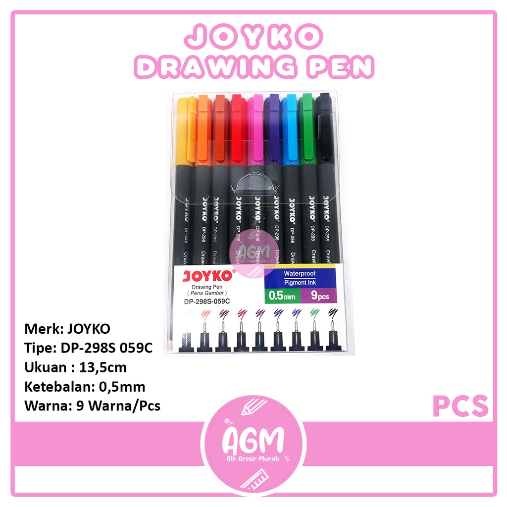 

DRAWING PEN MERK JOYKO TIPE DP-298S 059C 9 COLOR [ PER SET ]