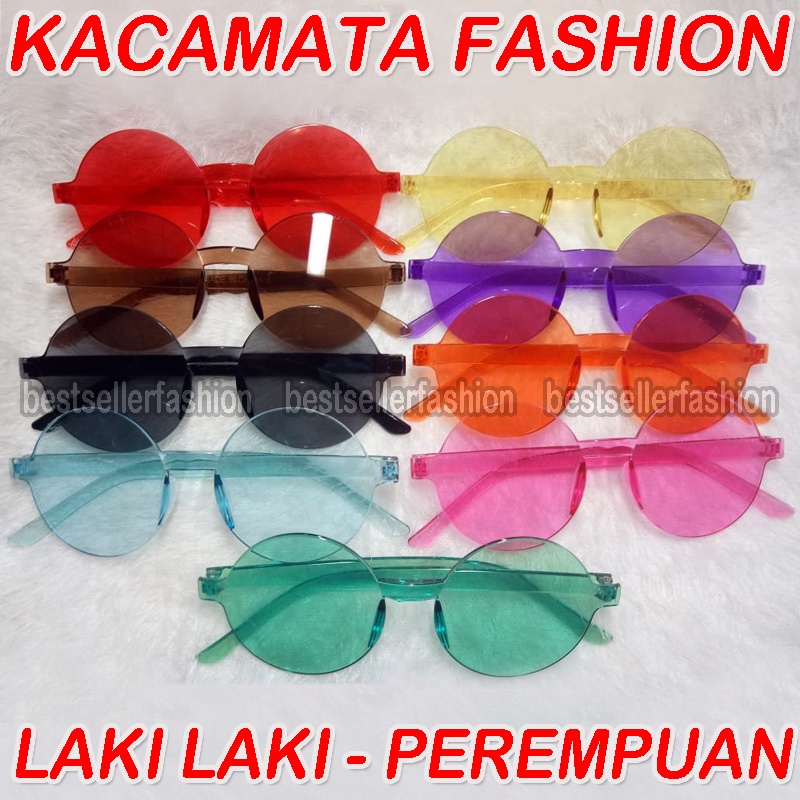 Kacamata Fashion Pria Wanita Warna Warni Frame Bulat Round Glasses Kaca mata Anti UV Terbaru Fashion Korea