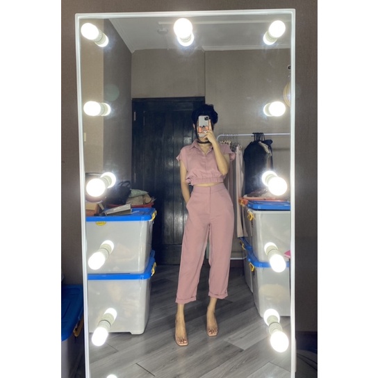 JASMINE SET SETJ310 ONE SET ATASAN CROP KARET DAN CELANA BASIC ADA SELETING DAN KANCING SETJ310-4