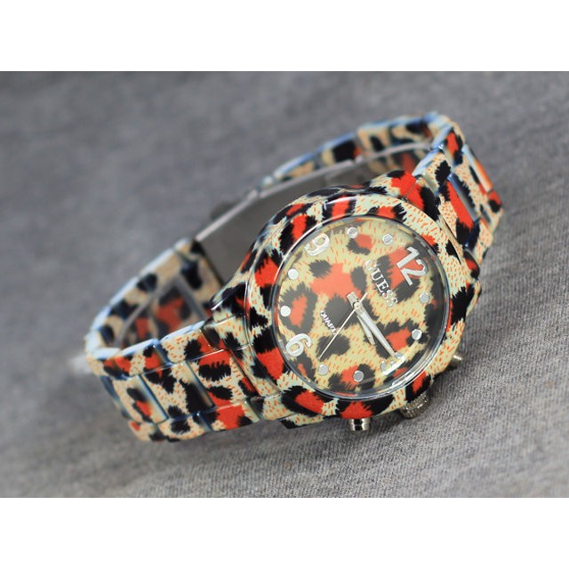 Jam Tangan Guess Leopard Cream Orange