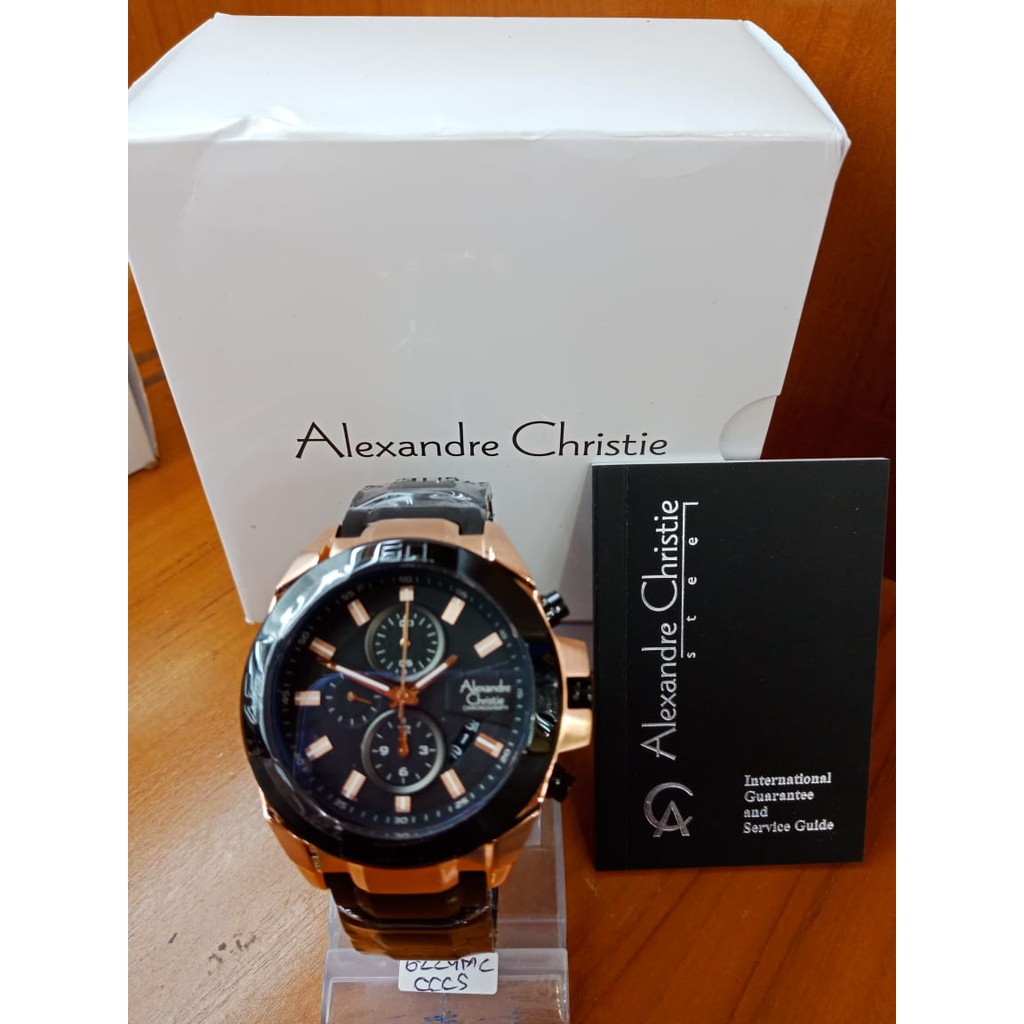 Jam Tangan Pria Alexandre Christie 6224MC Black Rose Gold
