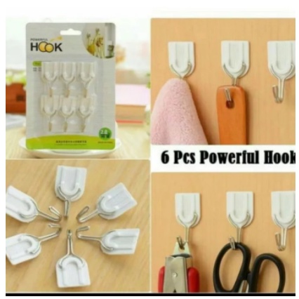 GANTUNGAN TEMPEL, CANTOLAN HOOK DINDING ISI 6 PCS
