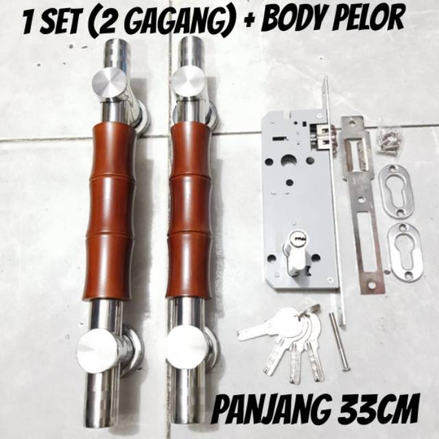 Paket handle pintu stainless 33cm 1set + body pelor PROMO TERMURAH