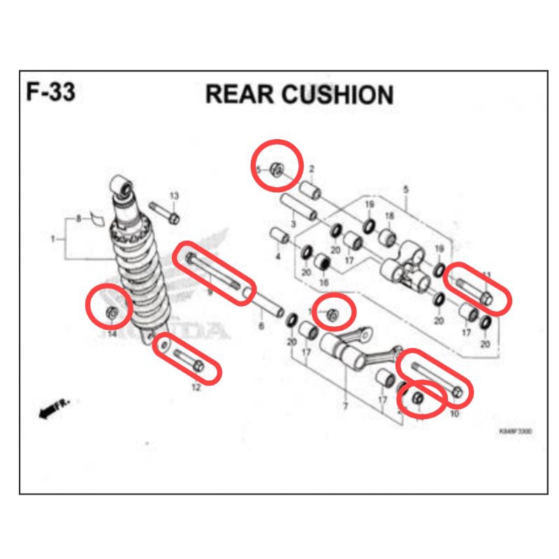 Baut unitrack ayunan mono shok Crf 150 Original AHM