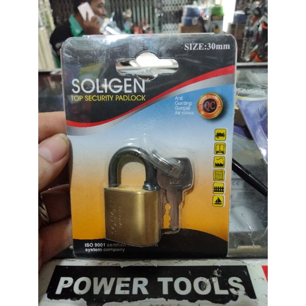 gembok pagar pintu soligen 30mm kuningan