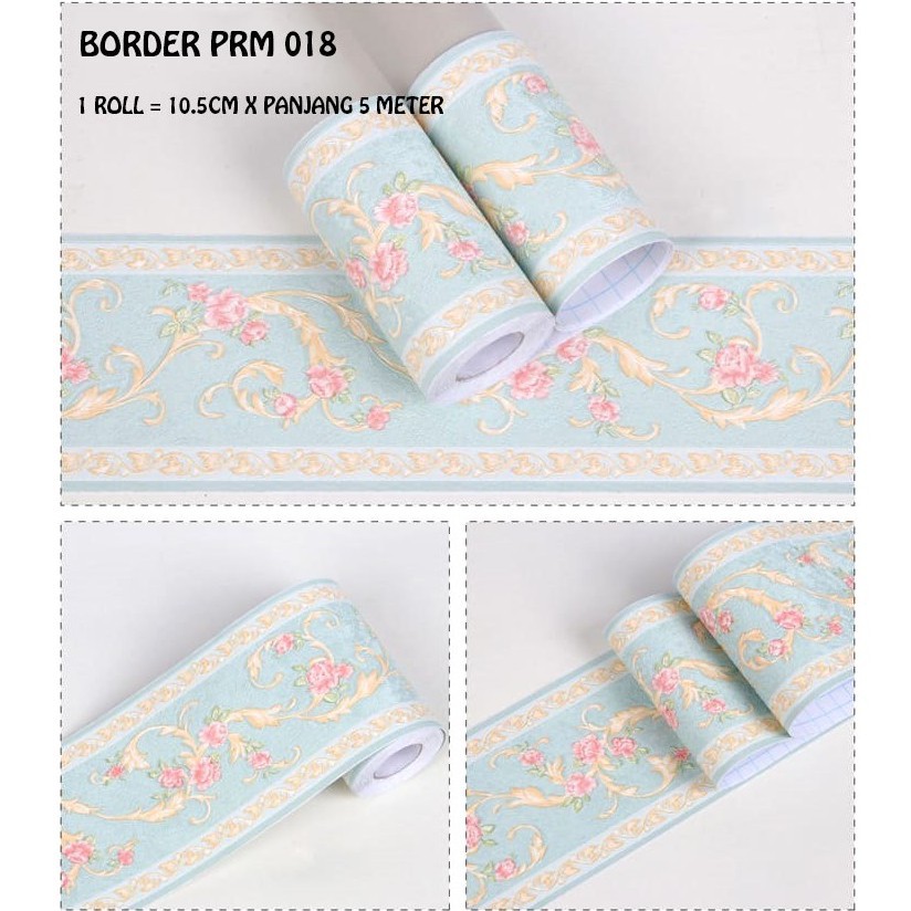 BORDER PRM 018 WARNA BIRU MUDA WALLPAPER WALLSTICKER STIKER DINDING RUANG TAMU STICKER KAMAR CAFE ST