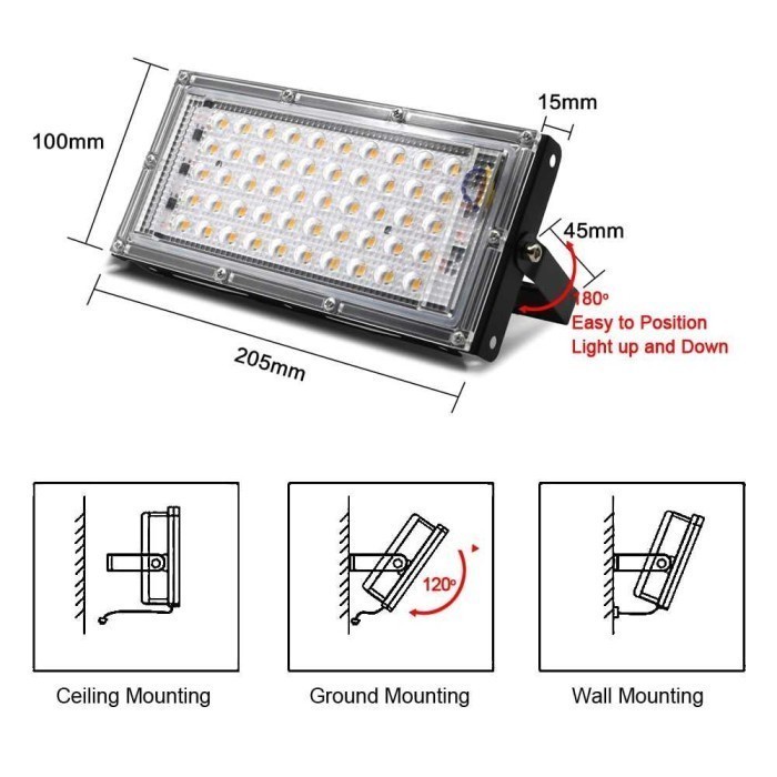 Lampu Sorot Taman - Lapangan Flood Light 4500 Lumens 50W